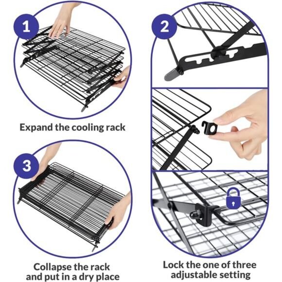 Geesta 2/3/4-Tier Upgraded Collapsible Cooling Rack with Adjustable 3 Setting - Picture 3 of 7
